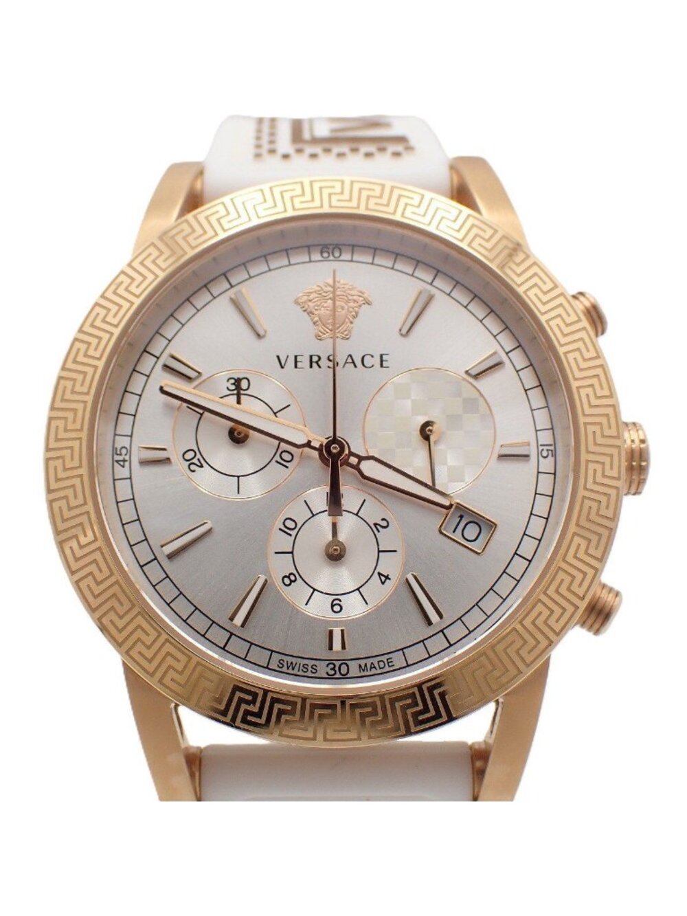 Versace Sports Tech Chronograph Quartz Boys Watch Pink Gold Color Silver Dial